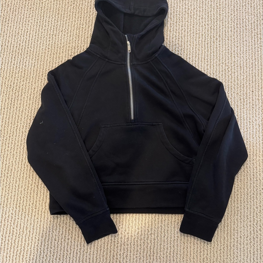 Amazon Cropped Half-Zip Hoodie- Black
